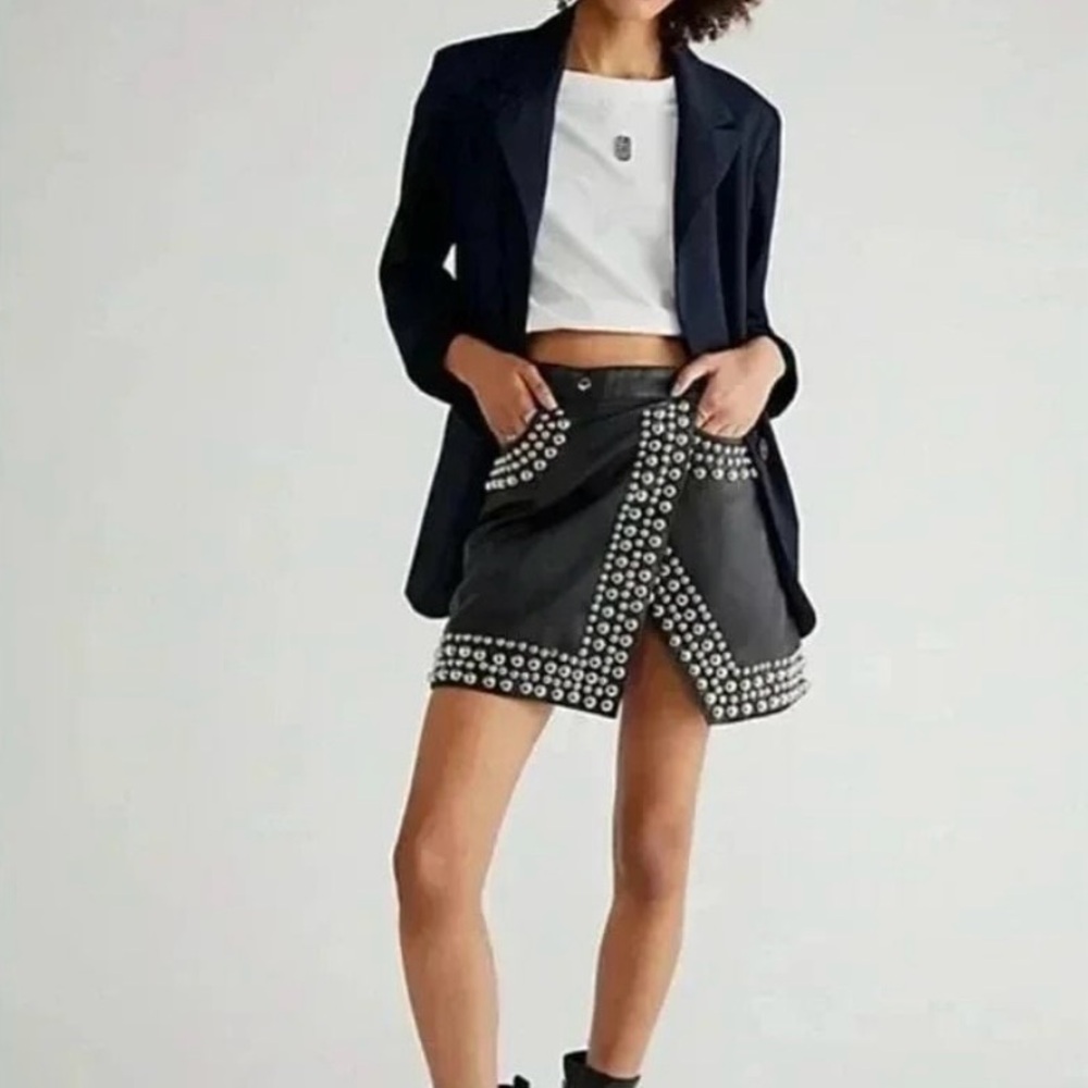 Free People x Understated Leather Wrap Mini Skirt - Picture 4 of 6